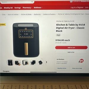 H-E-B Digital Air Fryer - Black